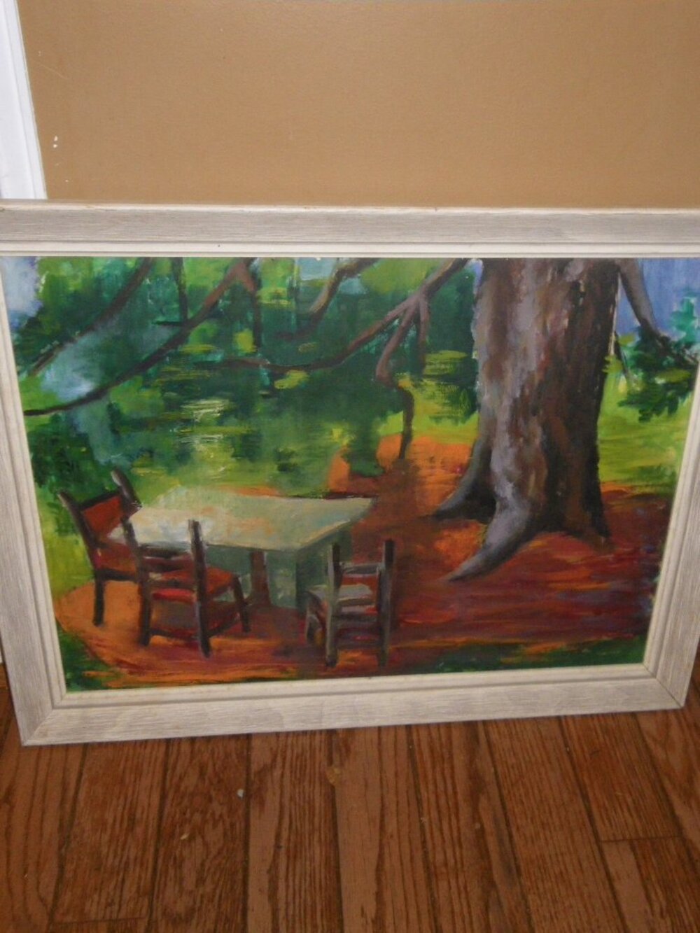 Vintage Oil Painting Under the Spruce Tree Neelie M Nelson Old Slater Mill Museu
